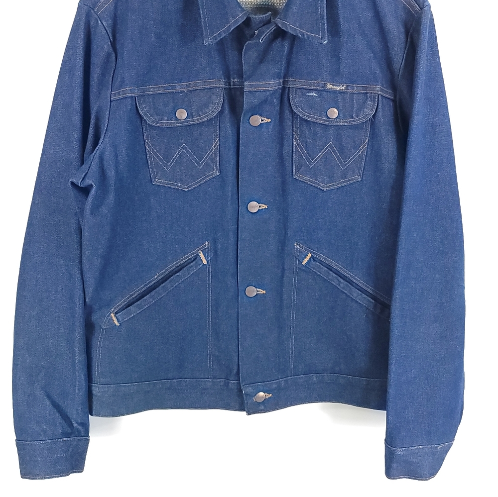 Vintage Wrangler No Fault Denim Button Front Trucker Jacket Men's 44L 74136PW - Picture 2 of 11